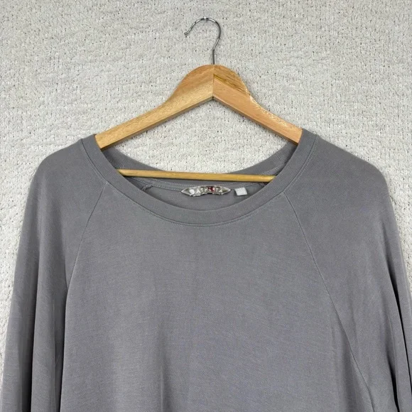 Athleta Sweatshirt Womens Lg Tall Silver Gray Serenity Criss Cross Athleisure - Picture 4 of 11